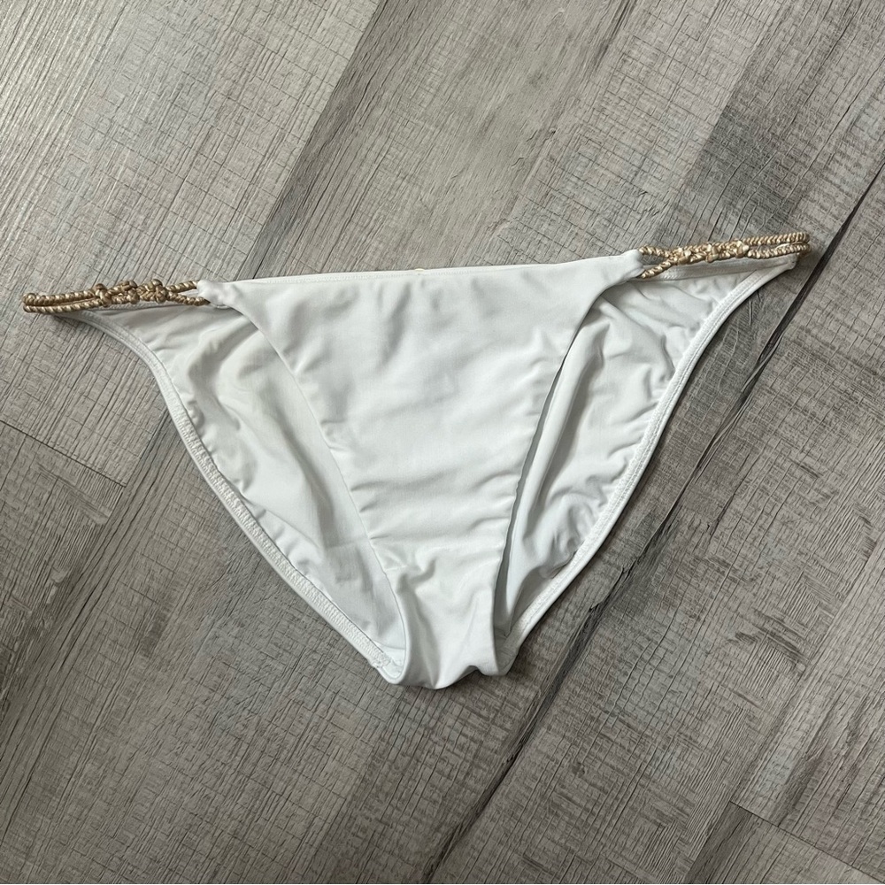 VIX PAULA HERMANNY White Nude Rope Knot Triangle Bikini Bottom Designer Medium - Picture 5 of 13